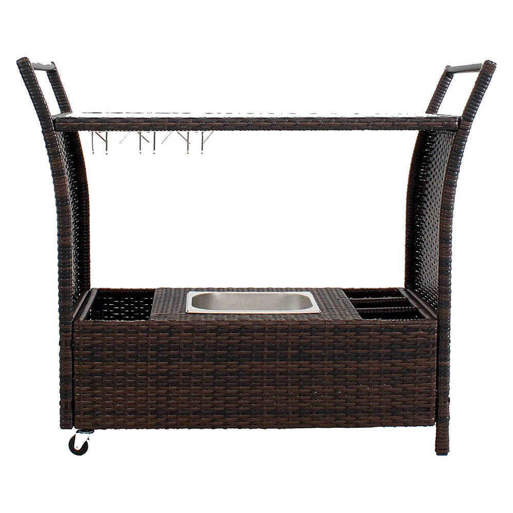 Caribbean Bar & Food Cart - in Brown Wicker