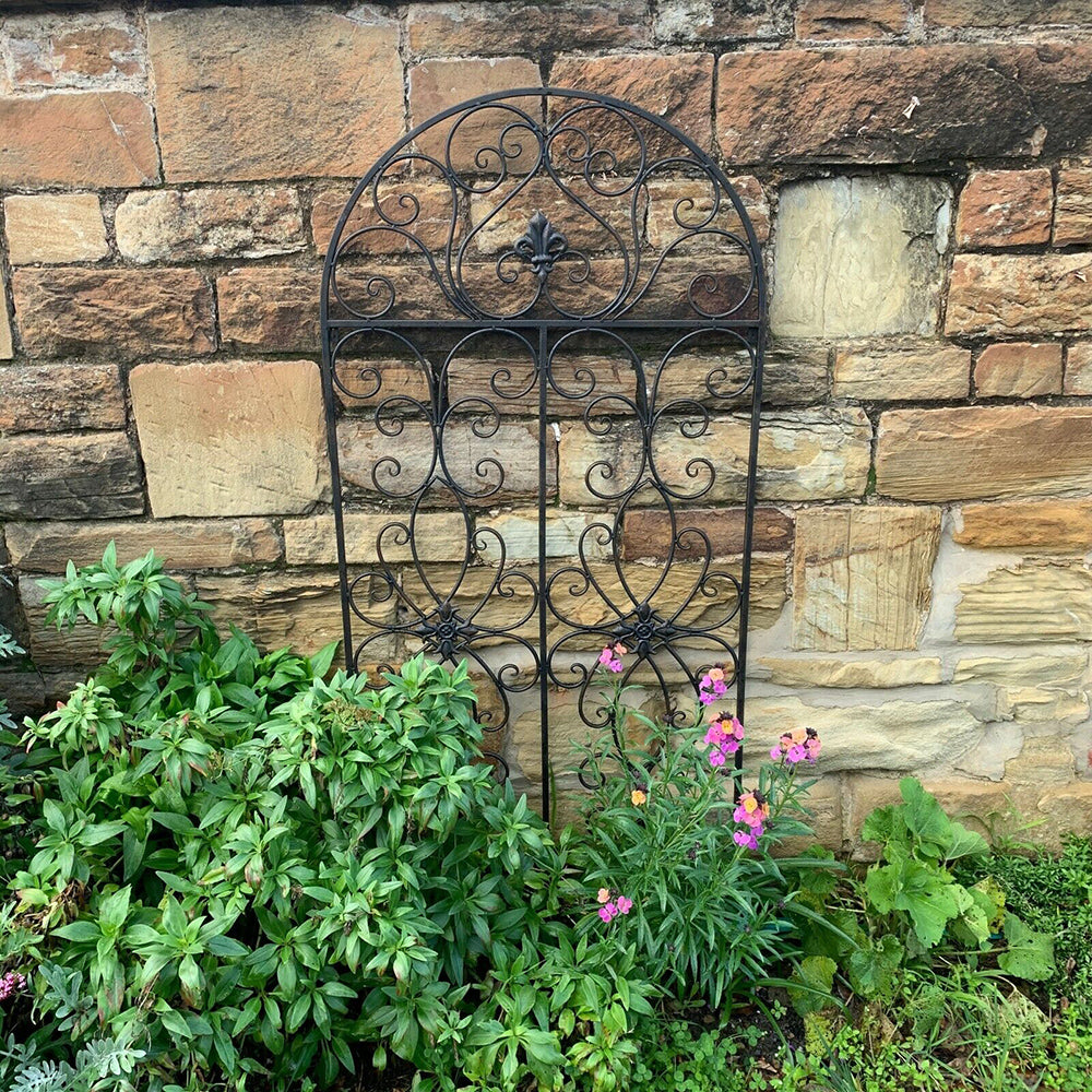 Florenza Metal ArchedWall Window in Rustic Brown