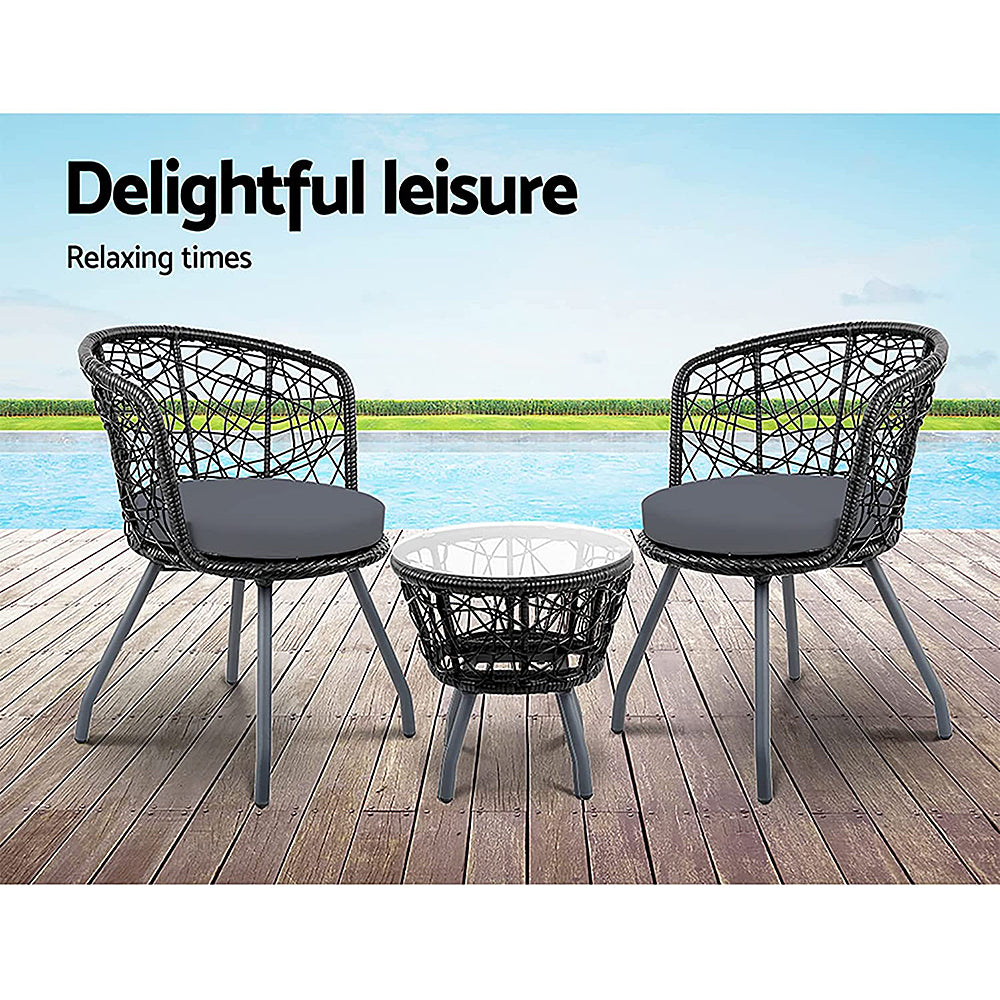 Aria Patio Chairs and Table – Black