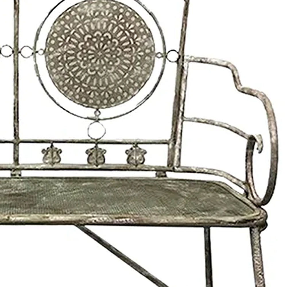 Mochi Antique-Look Solid Iron Outdoor Bench