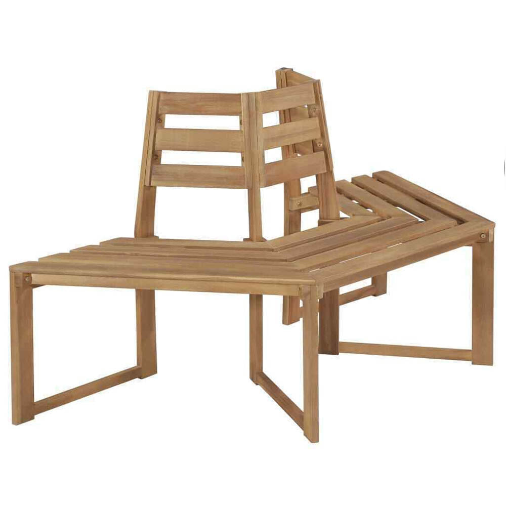 Norva Half-Hexagonal Acacia Tree Bench
