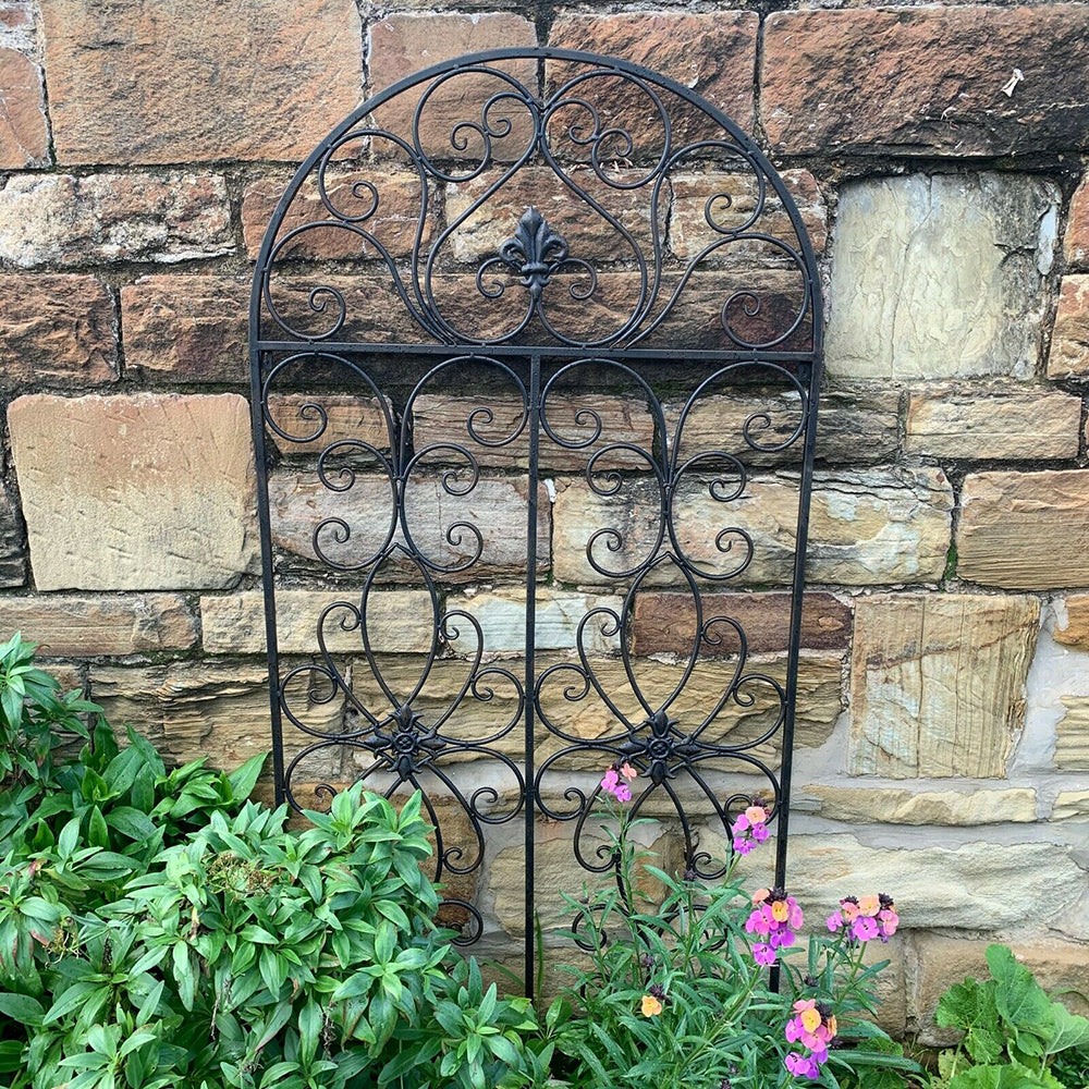 Florenza Metal ArchedWall Window in Rustic Brown