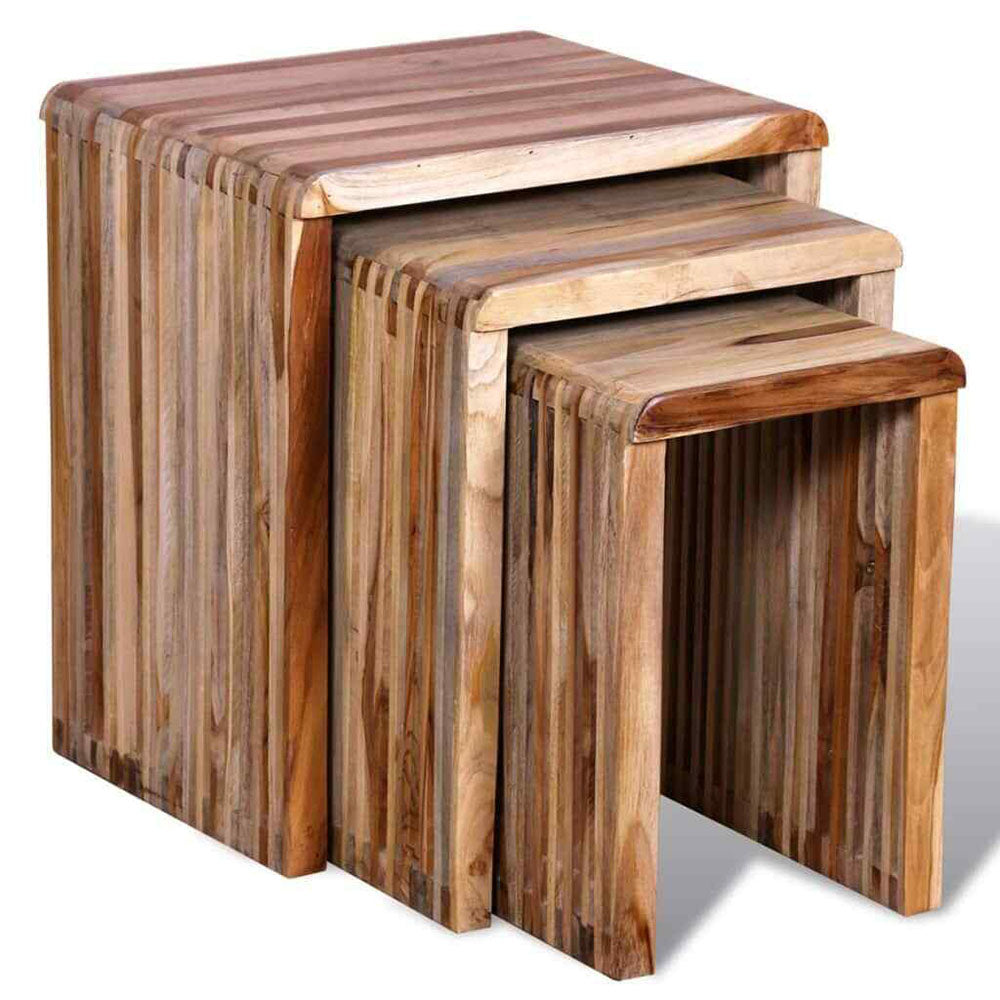 Ambre 3pc Nesting Table Set - Reclaimed Teak