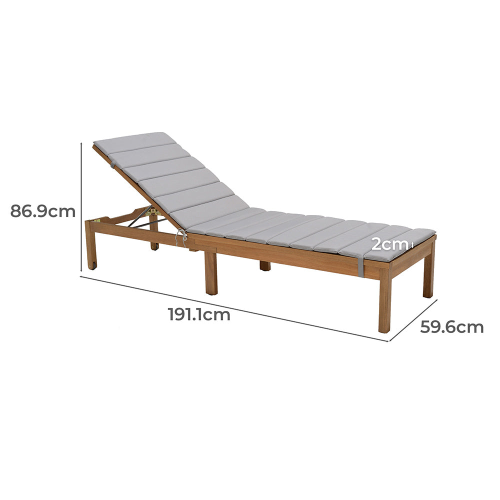 Fantino Natural Eucalyptus Wood Wheeled Sun Lounge