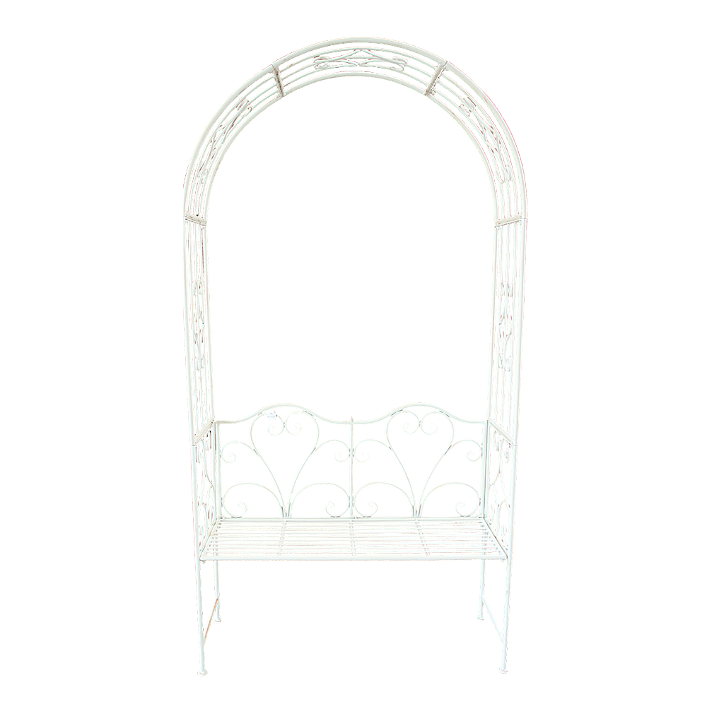 Anatola Rustic Garden Arch w/Bench Seat - Cream, Brown