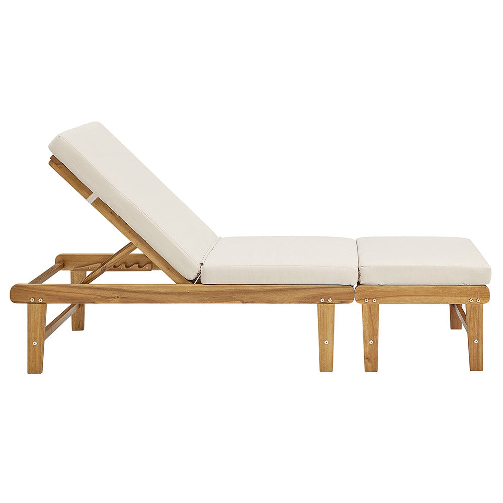 Martinique Acacia Sun Lounge Chair & Ottoman Set