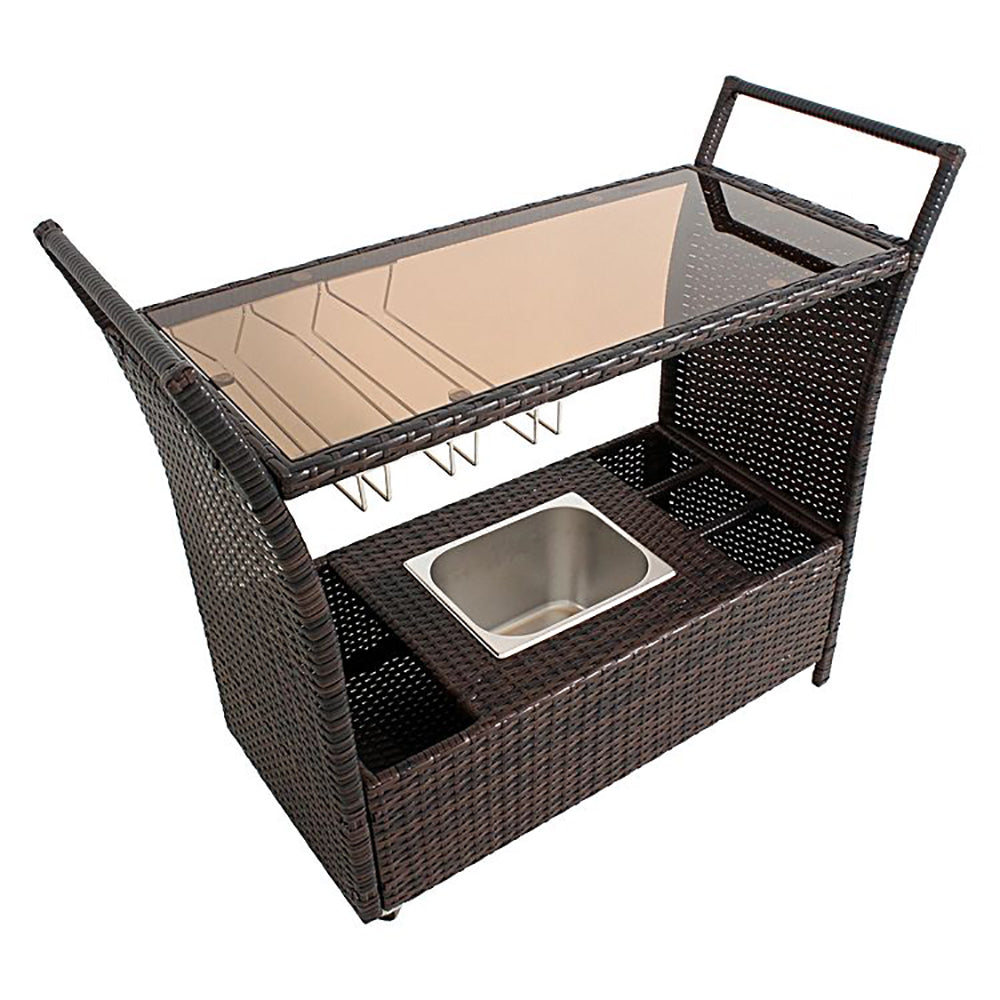 Caribbean Bar & Food Cart - in Brown Wicker