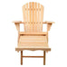Adirondack Set of Two Outdoor Wooden Sun Chairs w/Ottomans - Natural Wood