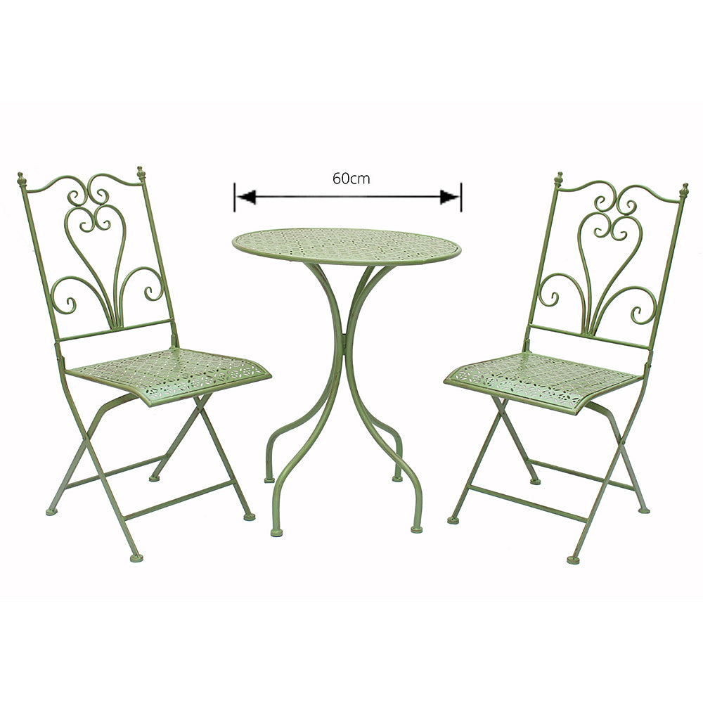 Esmeralda Patio Setting 3 Piece Brushed Green Steel