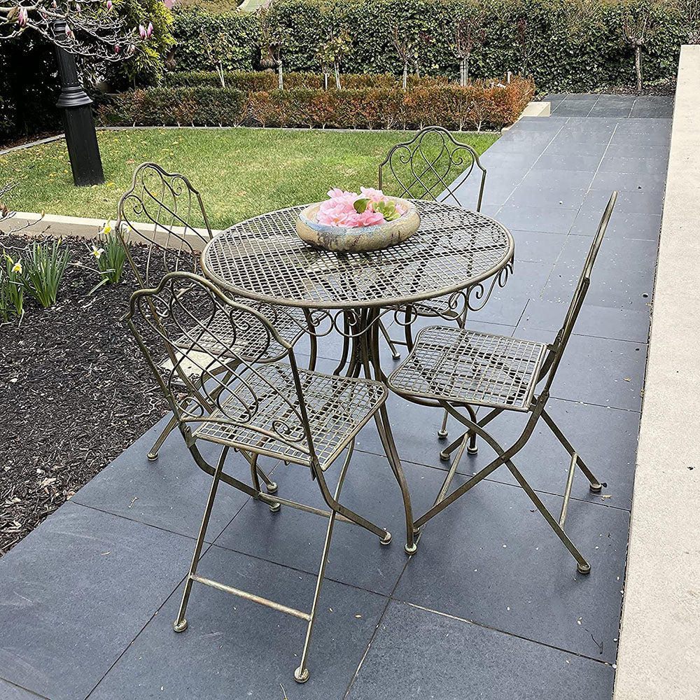 Leandro 5 piece Chair & Table Setting in Antique Bronze