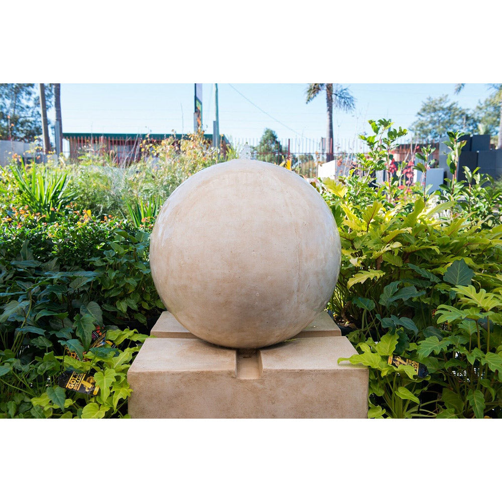 Ilana Round Smooth Ball Sphere Fountain on Square Base- 3 Cols