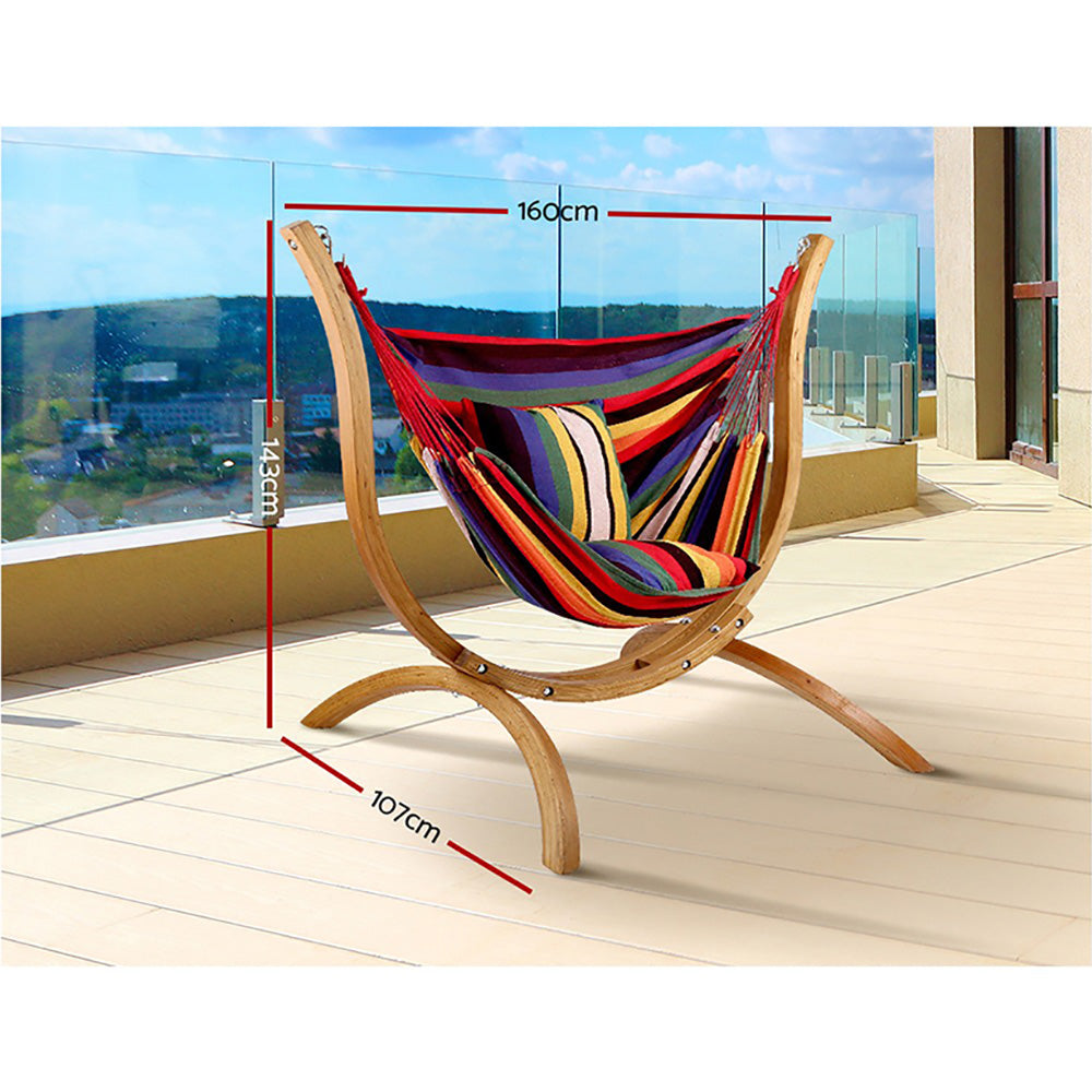 Macario Wooden Hammock Chair w/Chair & Pillow