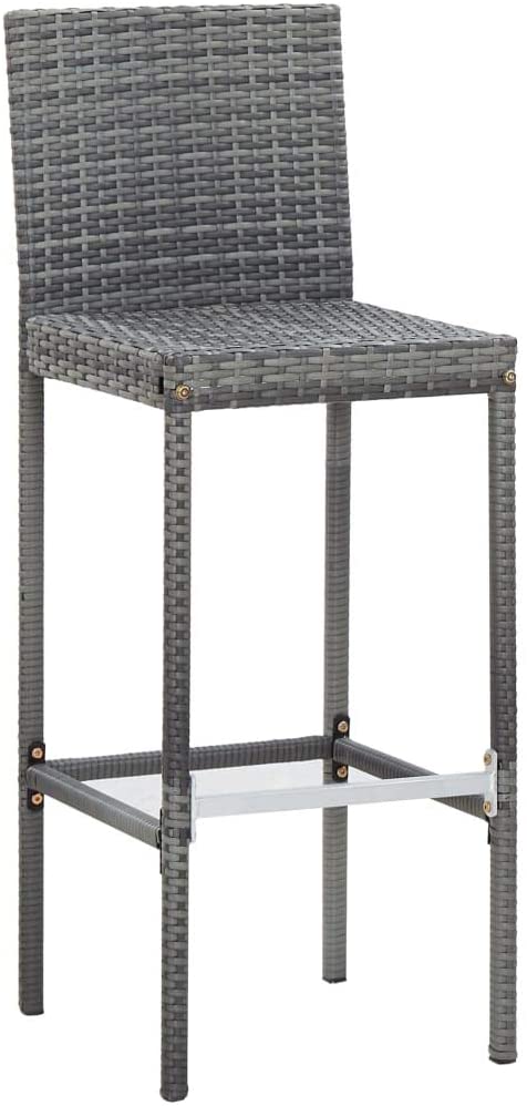 Amalia Solid Acacia Wood and Poly Rattan Outdoor Bar Set - 7 Pieces