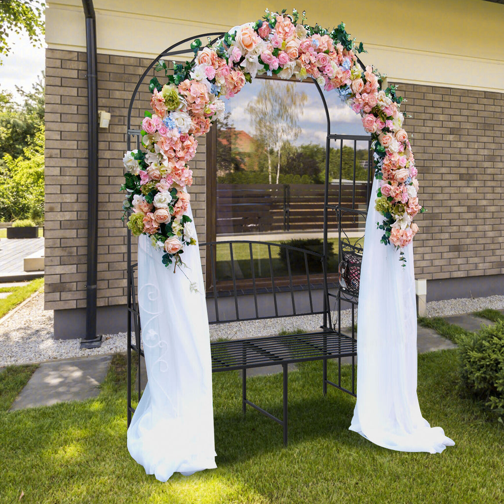 Orazio Steel Garden Arch Arbour w/2-Seat Bench