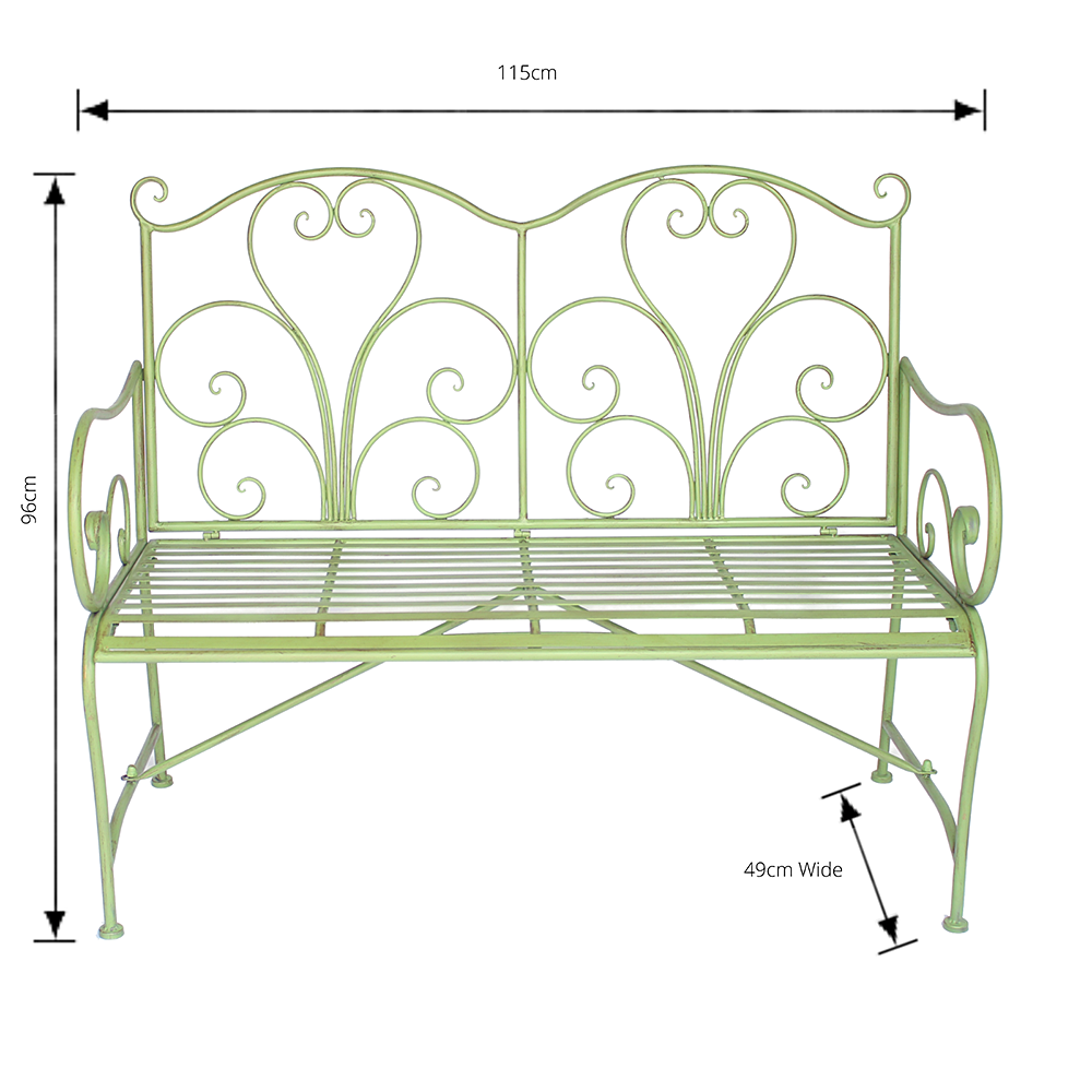 Remy Garden Metal Bench - Cream