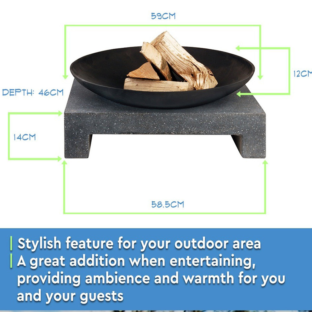 Ortona Black Iron Bowl Firepit on Stone Base