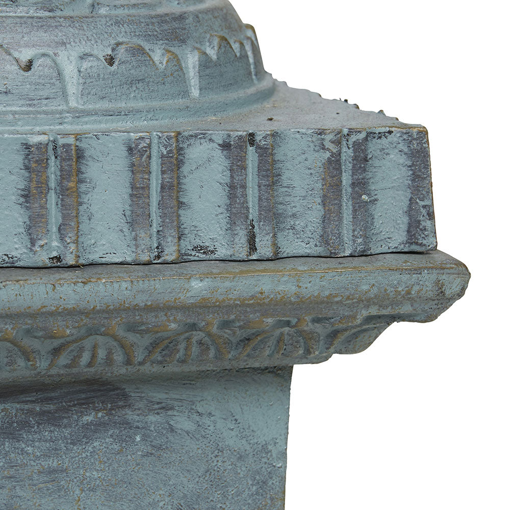 Zelia Cast Iron Urn & Base Set - Verdisgris. 115cm H