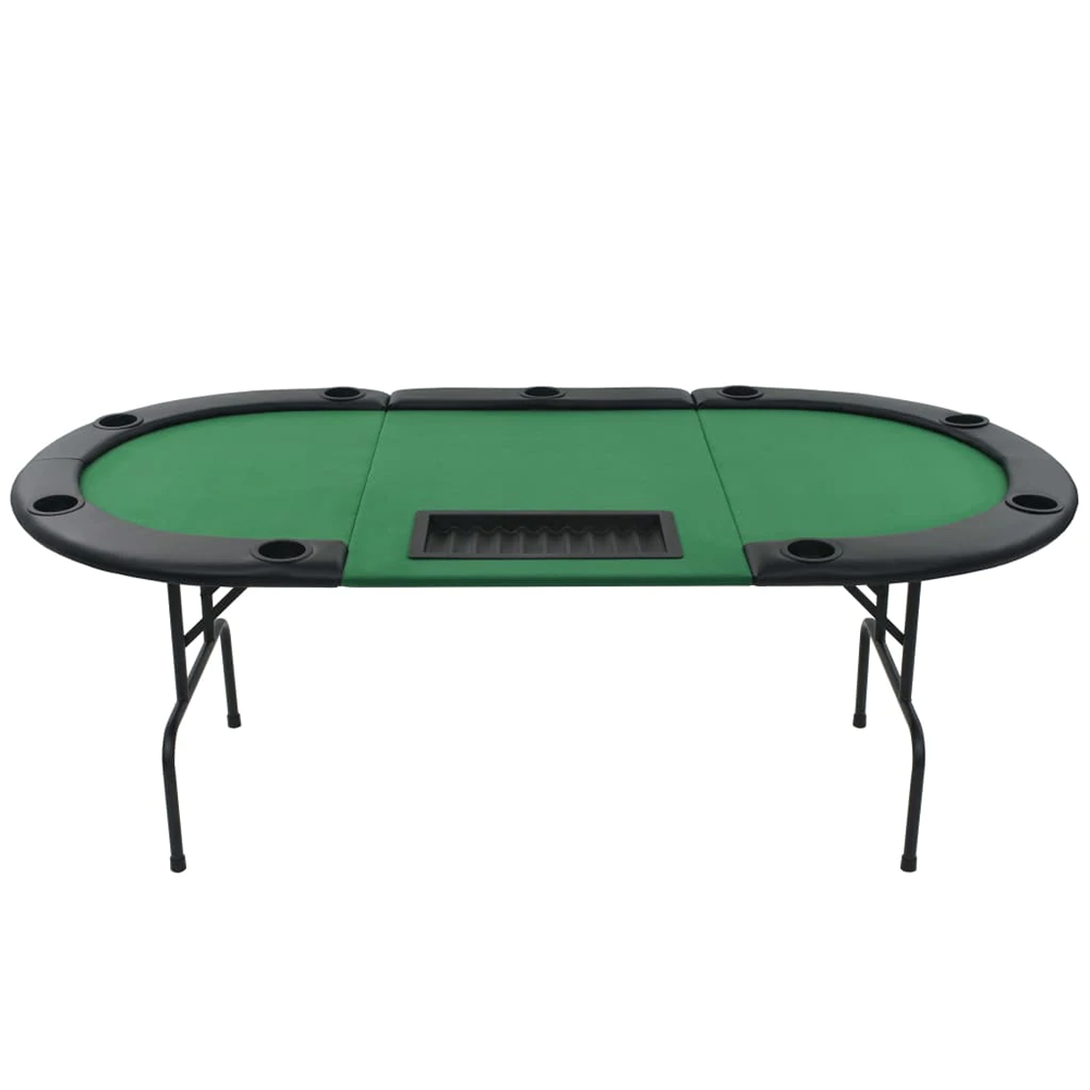 Casino Poker Table 3 Fold Oval Green - 9 Players