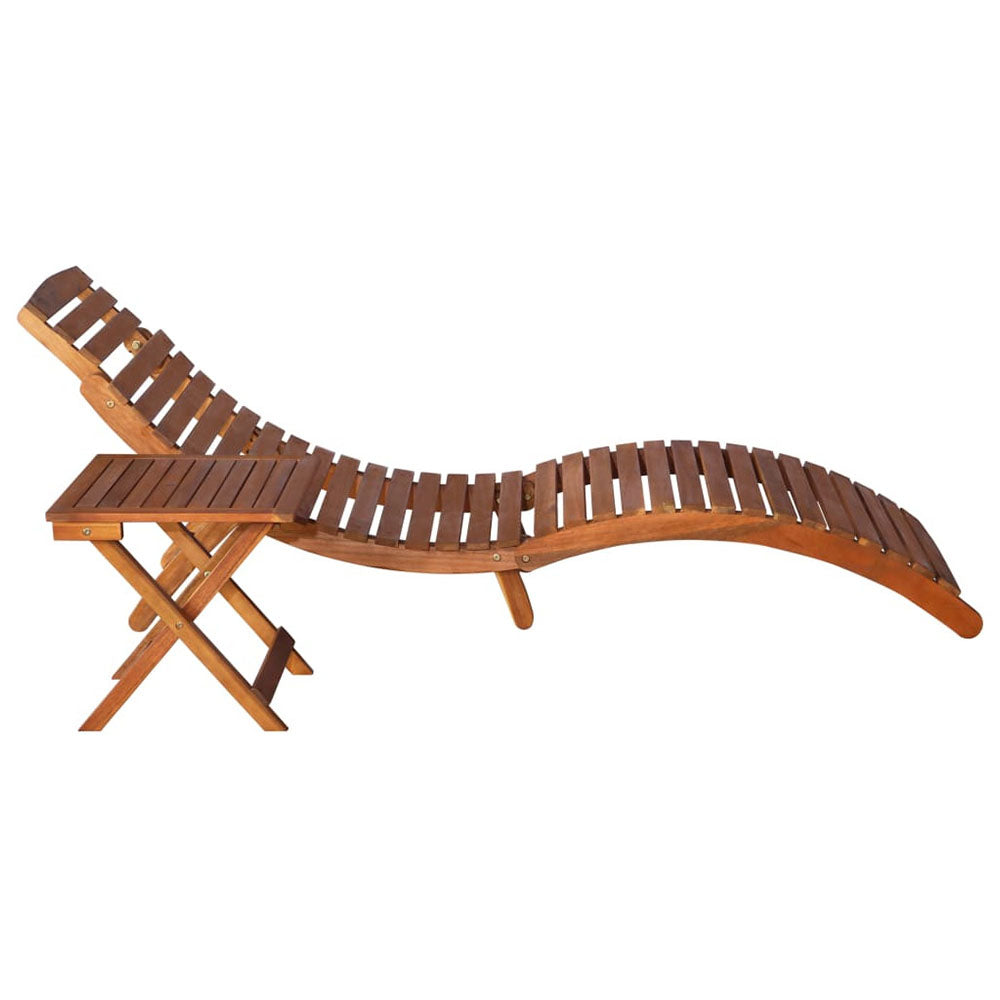 Celestina Solid Acacia Wood Sunlounger w/Garden Table