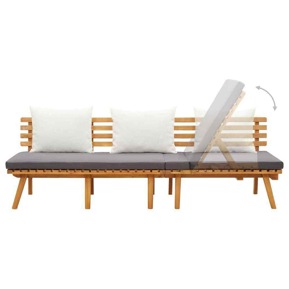 Ximeno Day Bed in Solid Acacia Wood w/Cushions - 200x65 cm