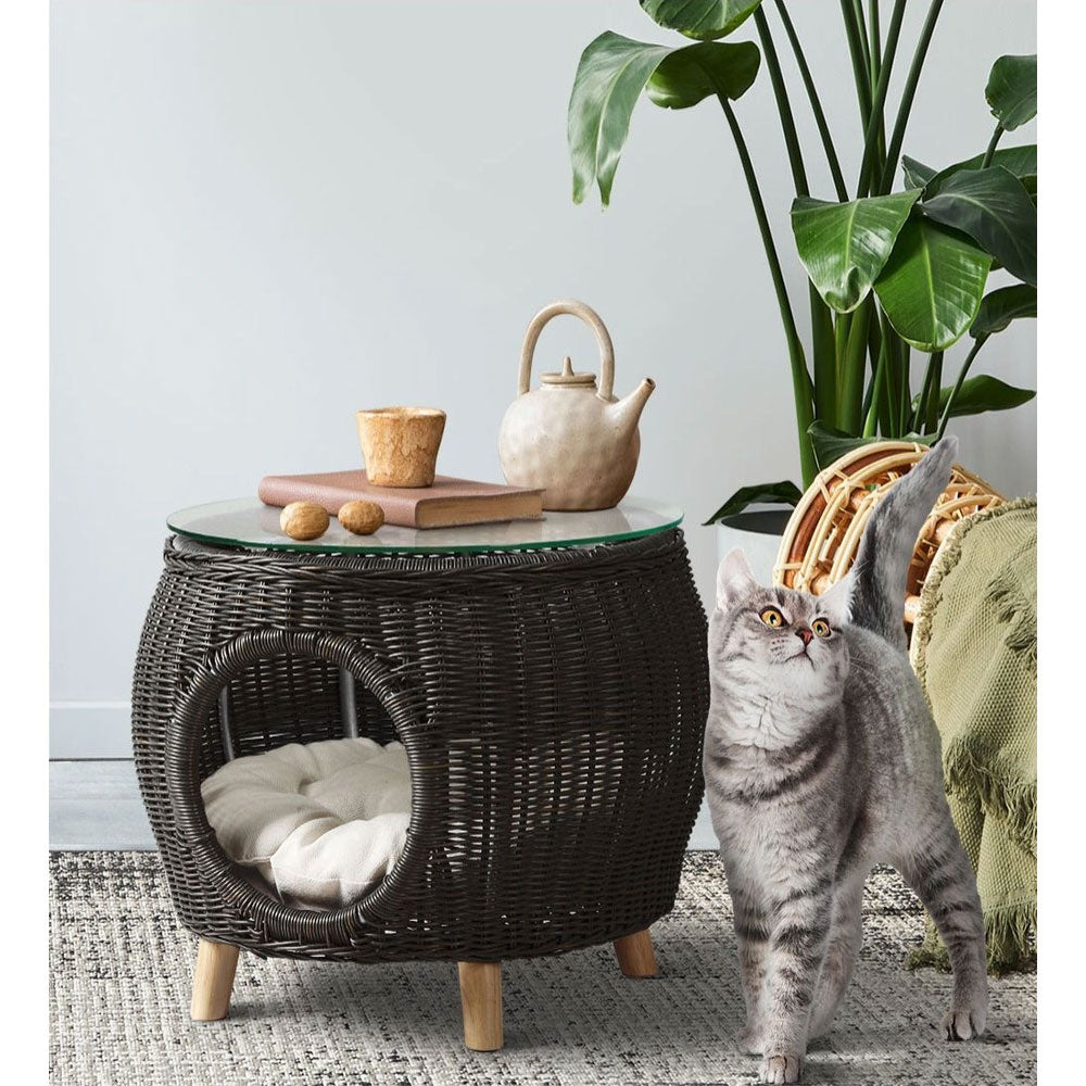 Eris Wicker Side/Coffee Table - Black or Natural Wicker