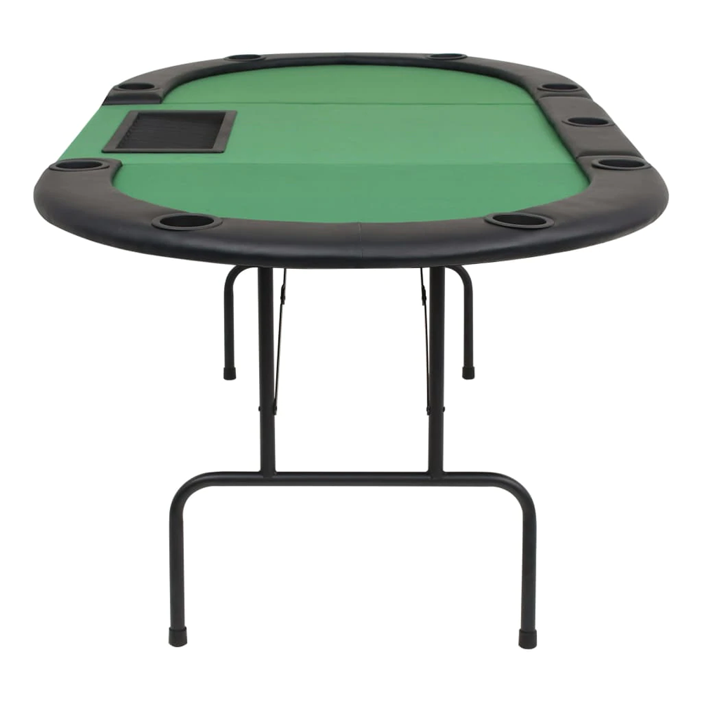 Casino Poker Table 3 Fold Oval Green - 9 Players