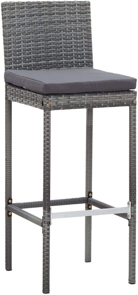 Amalia Solid Acacia Wood and Poly Rattan Outdoor Bar Set - 7 Pieces