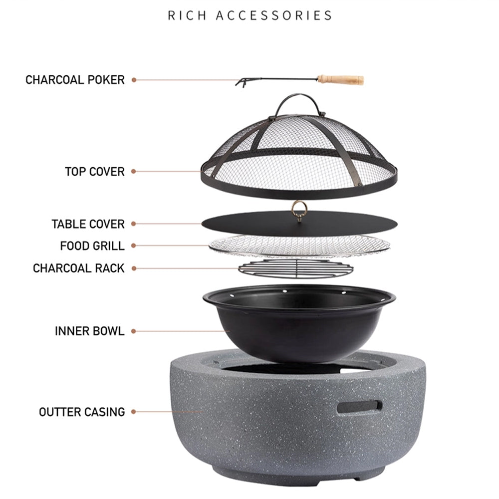 Zantina Portable Charcoal Firepit/BBQ Grill - 45cm or 60cm
