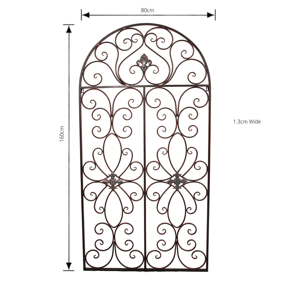 Florenza Metal ArchedWall Window in Rustic Brown