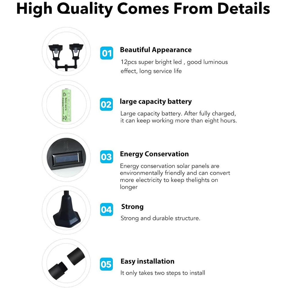 Eloa Solar Garden Lamp Post with Double Lamps