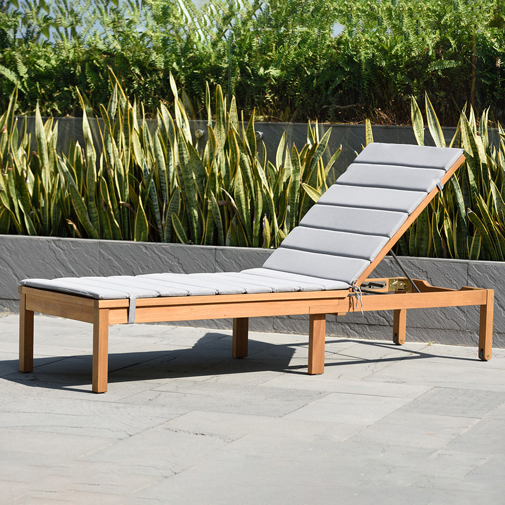 Fantino Natural Eucalyptus Wood Wheeled Sun Lounge