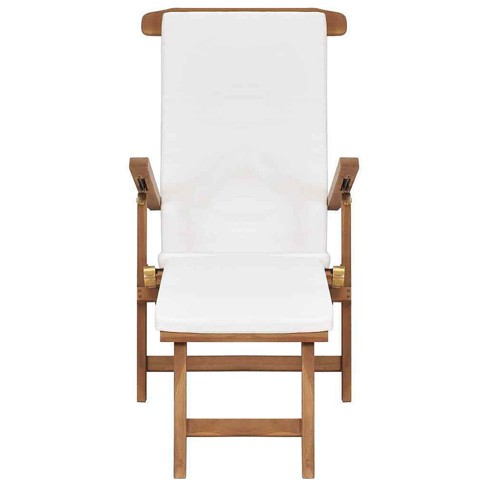 Eleni Reclining Teak Deck Chair w/Cushion - Dark Grey or Cream White