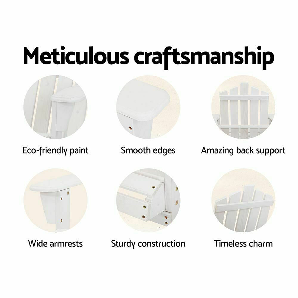 Cape Cod Wooden Lounge Chairs & Table Setting-Pair of 2 - Adirondack Patio Style