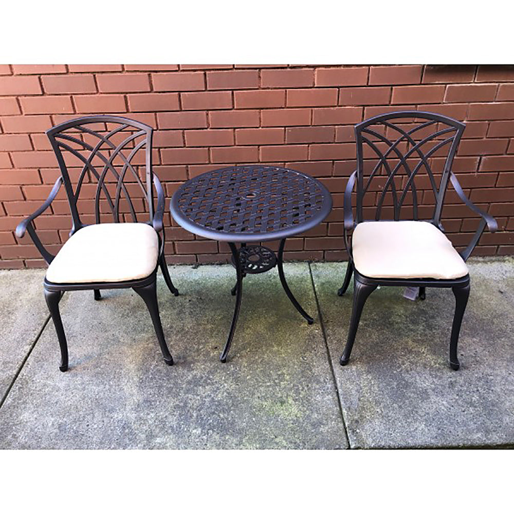 Madagascar 3pc Setting for Balcony or Courtyard - Dark Bronze Cast Aluminium