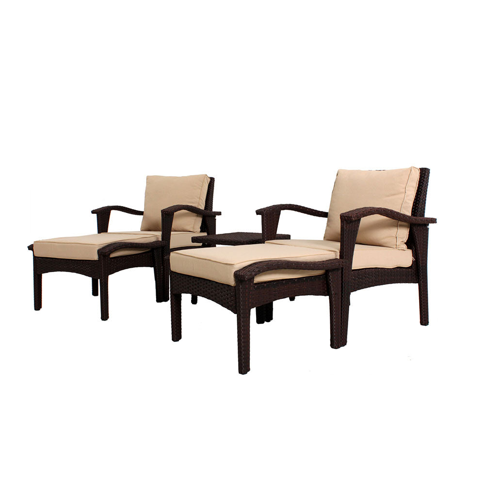 Renzo PE Wicker Double Sun Lounger w/Table