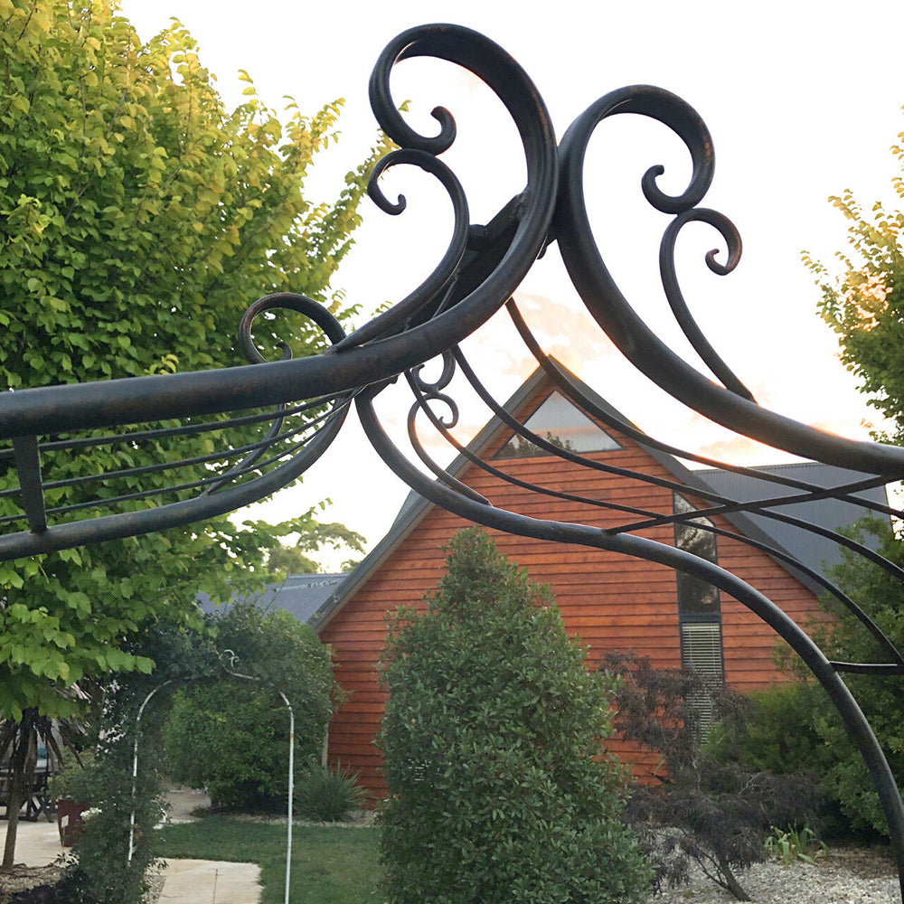 Cassis Wrought Iron Garden Arch - Distressed Black