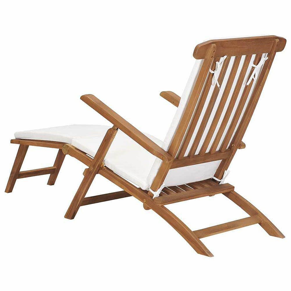 Eleni Reclining Teak Deck Chair w/Cushion - Dark Grey or Cream White