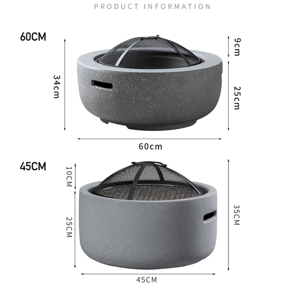 Zantina Portable Charcoal Firepit/BBQ Grill - 45cm or 60cm