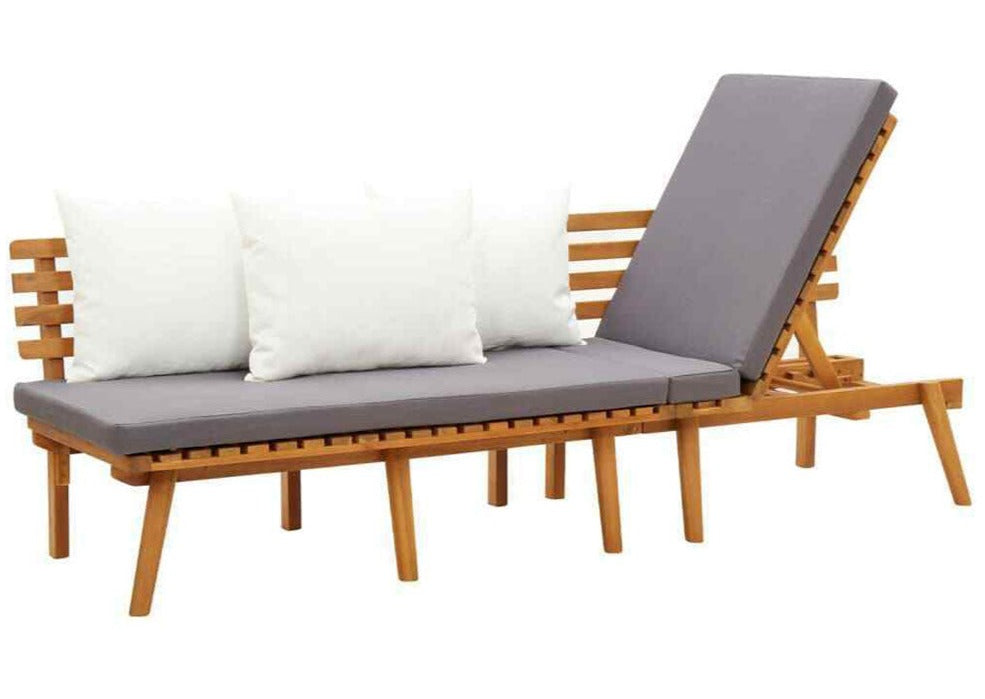 Ximeno Day Bed in Solid Acacia Wood w/Cushions - 200x65 cm