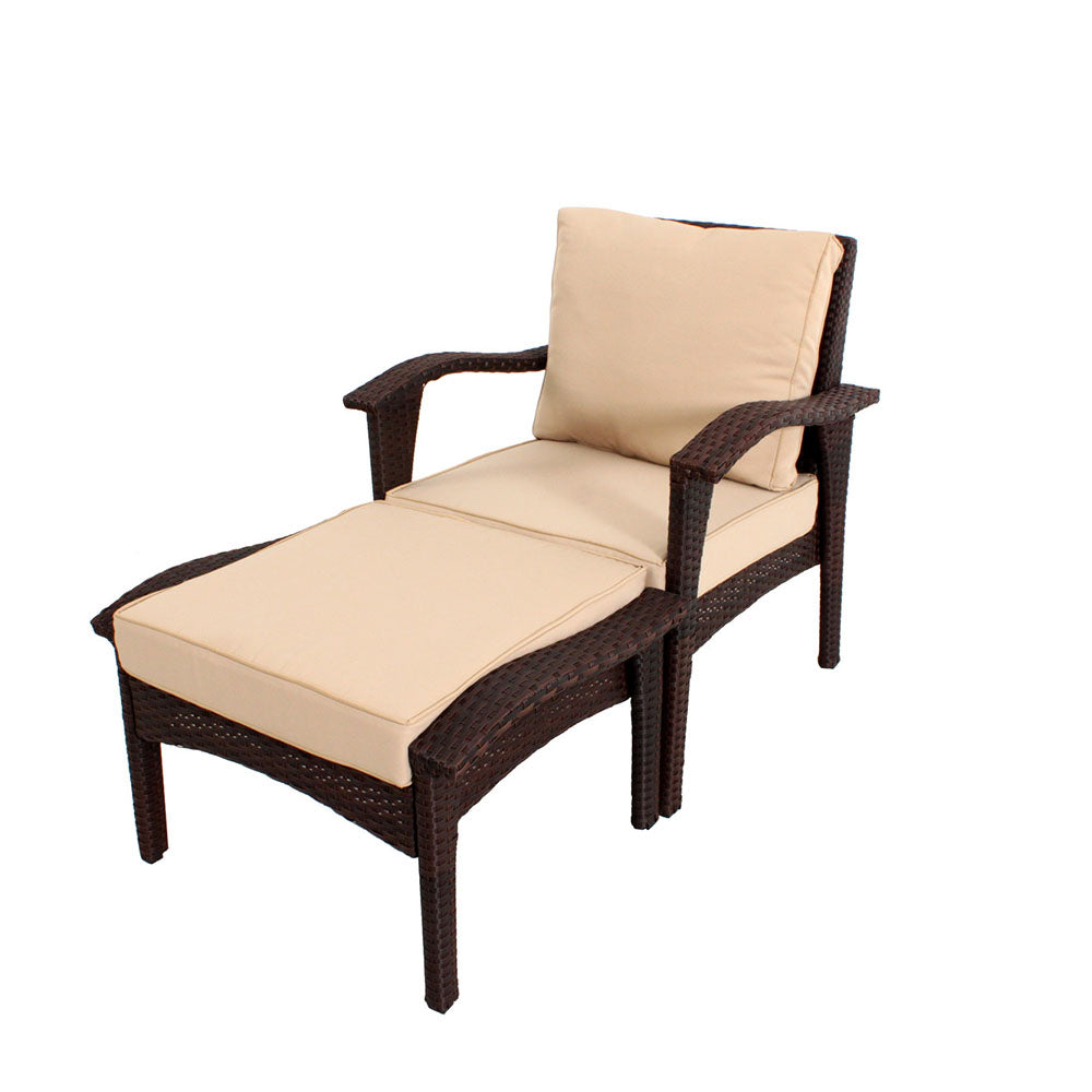 Renzo PE Wicker Double Sun Lounger w/Table