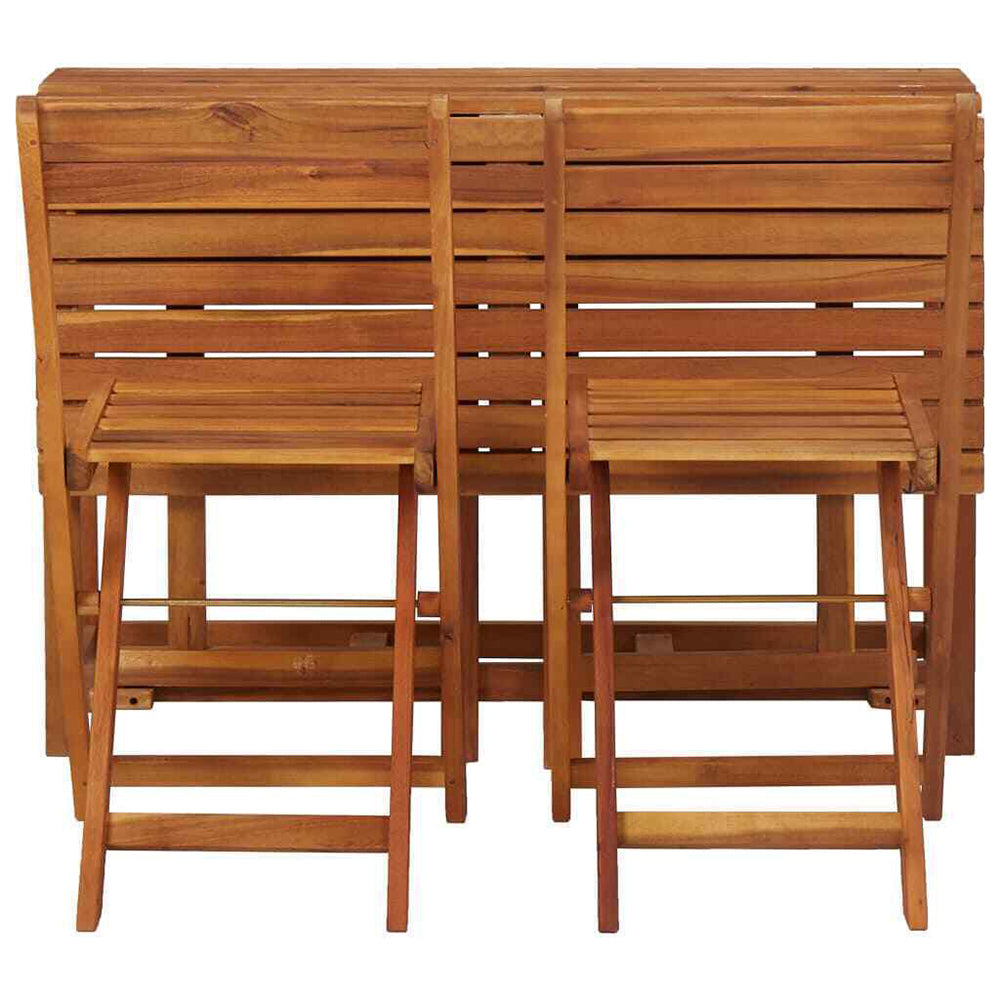 Aurele Balcony Planter Table with 2 Bistro Chairs in Solid Acacia Wood