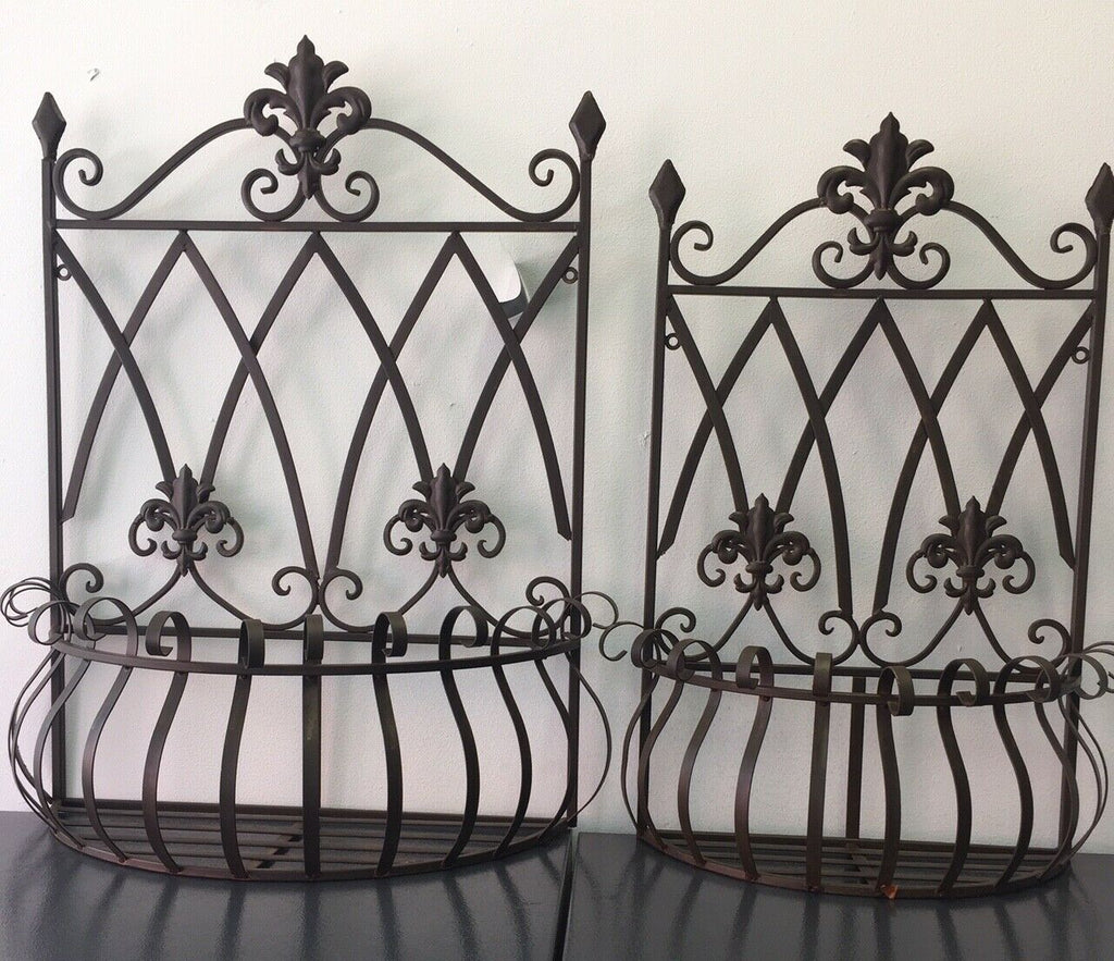 Carolotta Wall Planters in Antique Rustic Cream or Brown - Set of Two