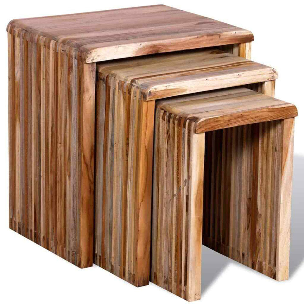 Ambre 3pc Nesting Table Set - Reclaimed Teak