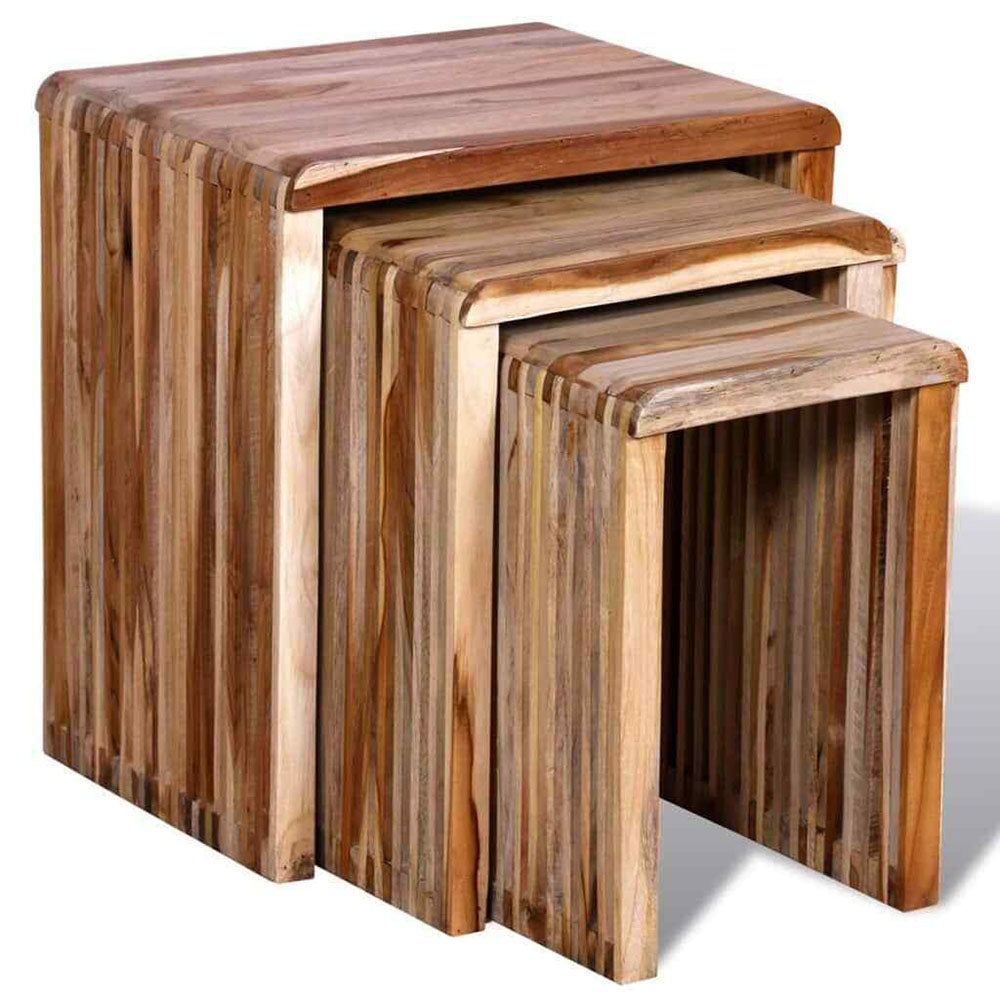 Ambre 3pc Nesting Table Set - Reclaimed Teak