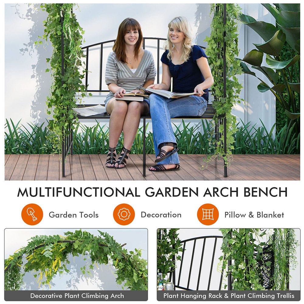 Orazio Steel Garden Arch Arbour w/2-Seat Bench