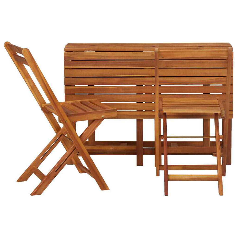 Aurele Balcony Planter Table with 2 Bistro Chairs in Solid Acacia Wood