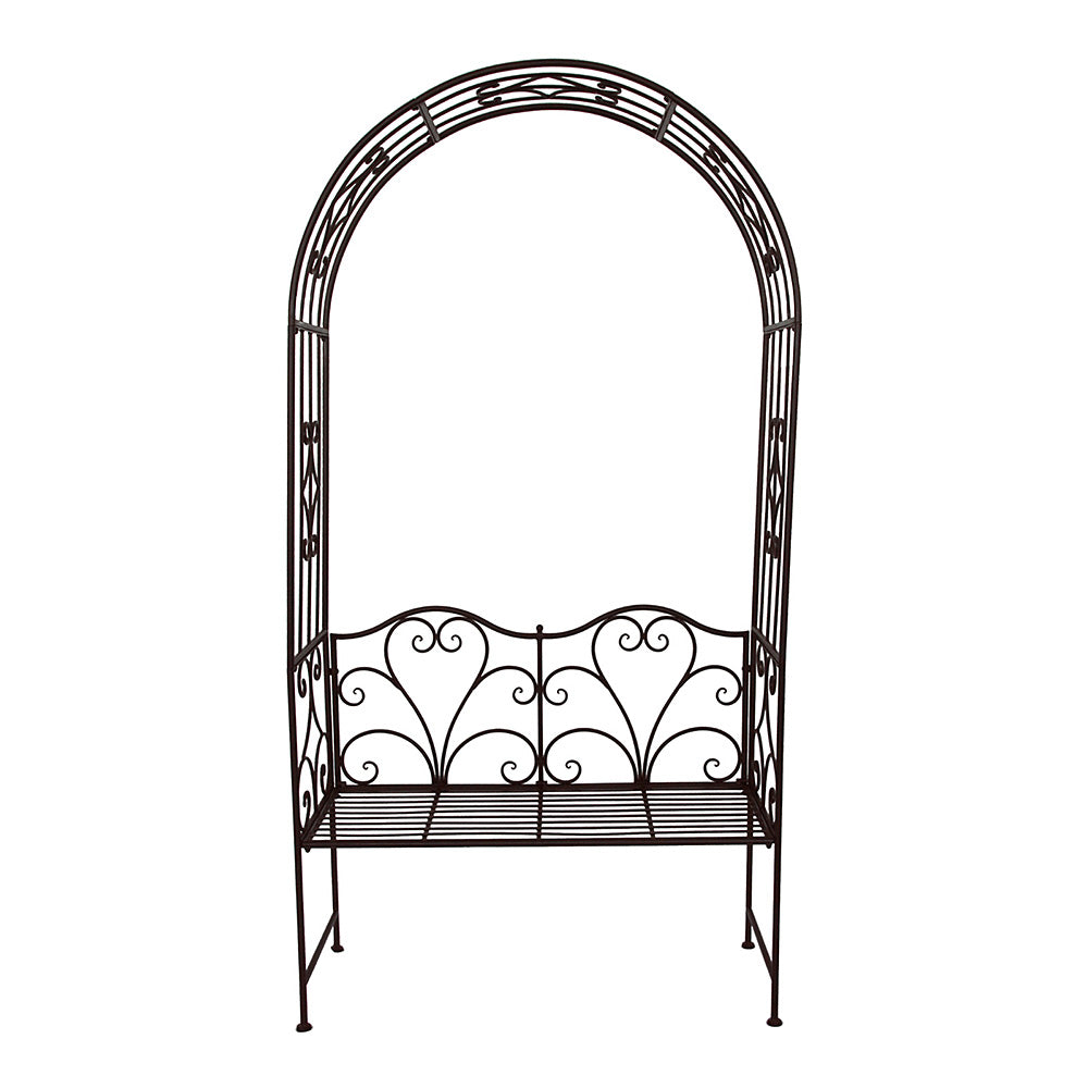Anatola Rustic Garden Arch w/Bench Seat - Cream, Brown