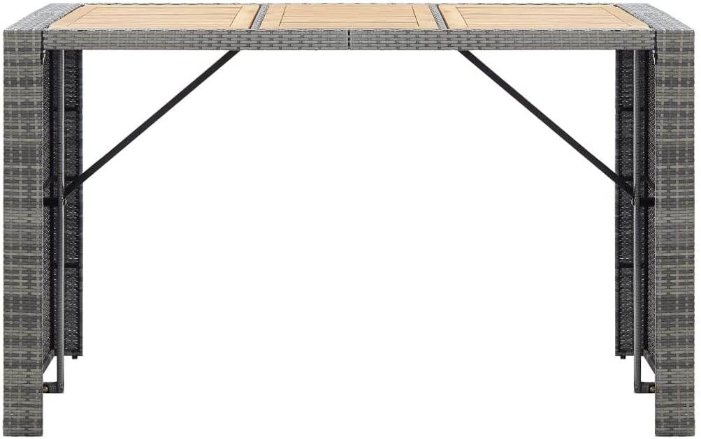 Amalia Solid Acacia Wood and Poly Rattan Outdoor Bar Set - 7 Pieces