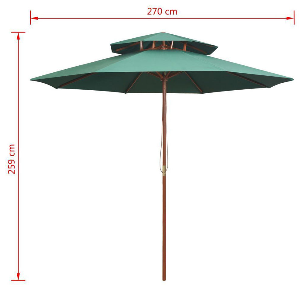 Taranto Double Decker Parasol w/Wooden Pole - 4 colours