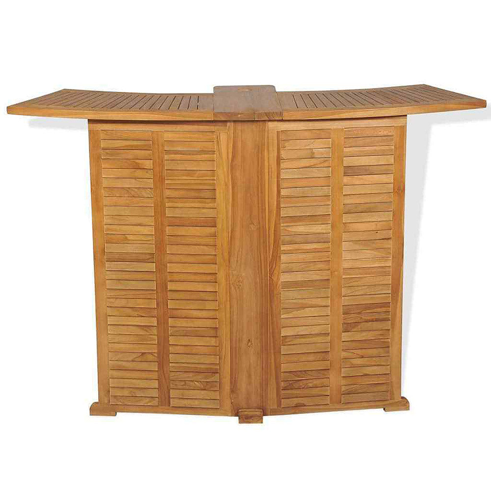 Giverny Solid Teak Wood Folding Bar Table w/Umbrella Hole 155x53x105 cm
